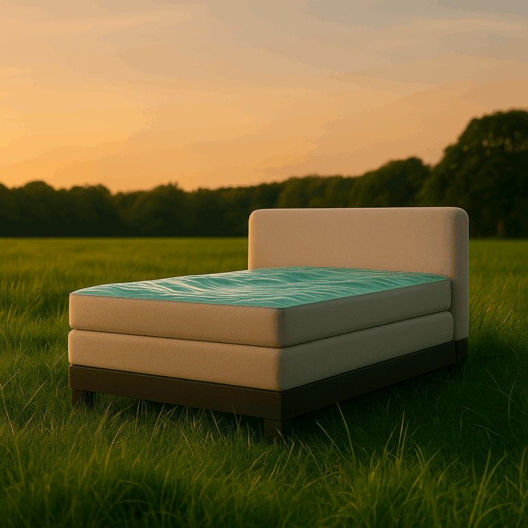 Boxspringbett mit sinwave System in natürlicher Umgebung - Symbol für Nachhaltigkeit