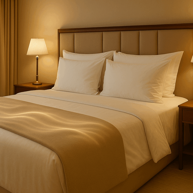 Luxuriöses Hotelzimmer mit Boxspringbett und diskreter sinwave Private Wellness Integration